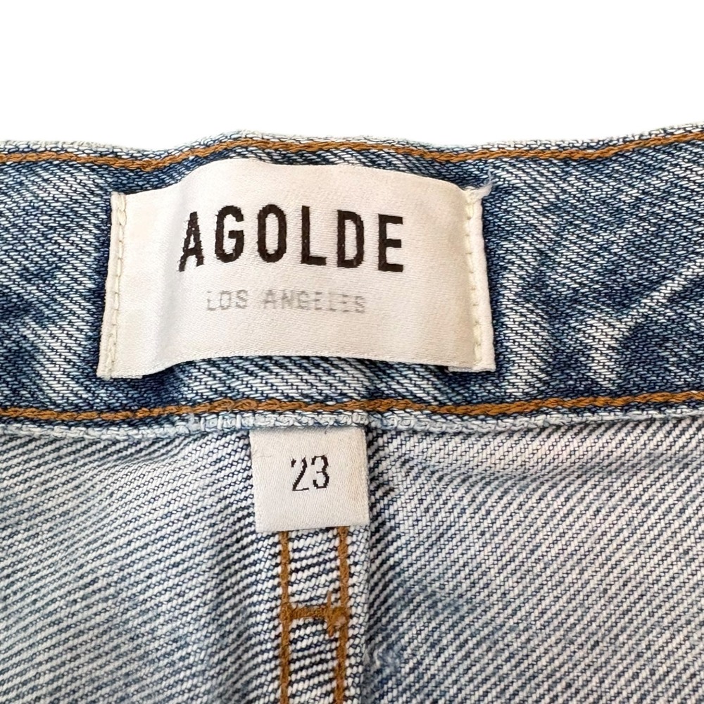 AGOLDE Parker High Rise Organic Cotton Distressed Denim Shorts Light Wash Sz 23 - Picture 3 of 6